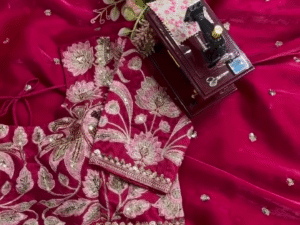 ✨ Organza Embroidered Sequin Work Saree With Heavy Designer Blouse