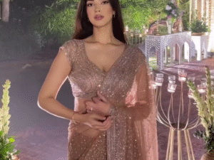 💎 Golden Hour Glam Sequin Net Saree 💎