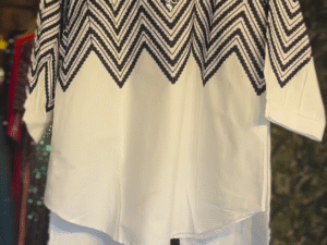 Black & White Sequin Chevron Kurti Set with Palazzo Pants