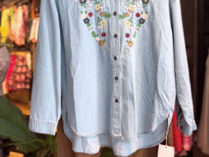 Wildflower Denim – Embroidered Shirt & Shorts Set