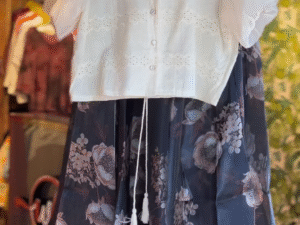 Vintage Bloom – Embroidered Top & Floral Skirt Set
