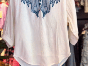 Midnight Mist – Ivory Embroidered Kurta with Teal Trousers