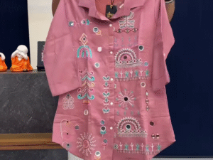 Boho Bloom – Dusky Pink Embroidered Shirt Top