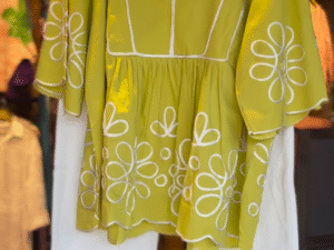 Lime Bloom – Playful Peplum Cotton Set
