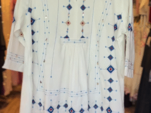 White Embroidered Kurta Set – Mirror Work & Boho Motif Accents