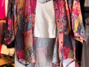 Vibrant Artistic Co-Ord Set with Abstract Print Shirt & Ivory Base