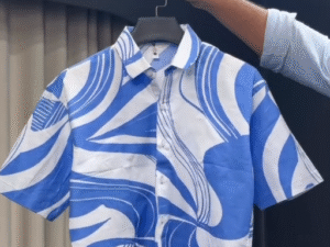 Dive Into Style: Blue Abstract Print Lightweight Shirt 🌊🎨