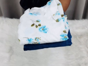 Elegant Floral Printed Dress with Stylish Denim Jeans Combo for Women