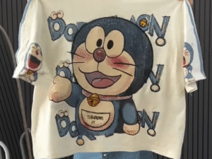 Trendy Oversized Baggy Co-Ord Set for Women – Cartoon Graphic T-Shirt with Wide Leg Zipper Track Pants