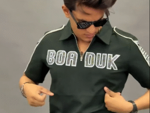 Trendy Men’s Half-Zip Polo T-Shirt – Stylish Printed Casual Streetwear Tee for Modern Fashion