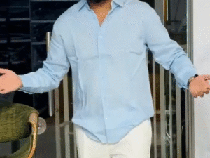 Laycara Light Blue Long-Sleeve Button-Down Shirt & Formal Pant Combo – Smart Office Look at Just ₹149