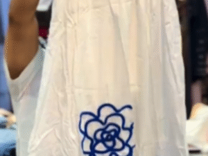 🤍 Cute White Cotton One-Piece with Blue Floral Embroidery – Fresh Summer Style at Just ₹149!