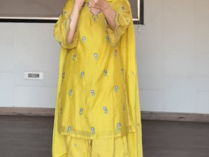 💛 Sunshine  Kurta Set with Blue Detailing – Fresh, Elegant & Effortlessly Stylish 🌿